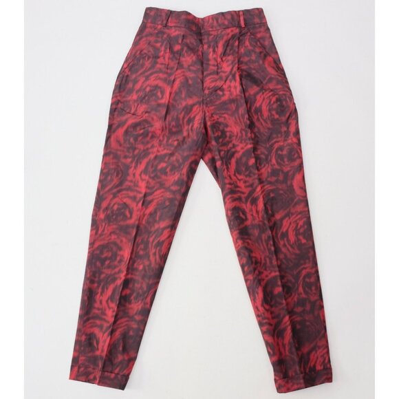 Christian Dior 2021 pants 34 US 2 silk rose red black tapered leg